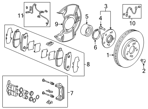 Left Front Caliper Sub-Assembly Diagram for 45019-TZ5-R01