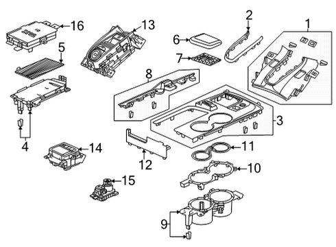 2022 Acura TLX Center Console Diagram 1