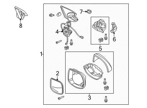 Passenger Side Door Mirror Assembly Diagram for 76200-TL0-A22ZP