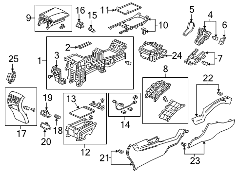 2022 Acura RDX Console Nh900L Diagram for 83401-TJB-A21ZA