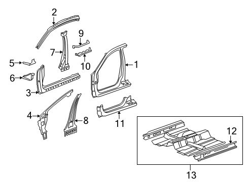 Panel Set, Left Front (Outer) Diagram for 04645-TL4-G01ZZ