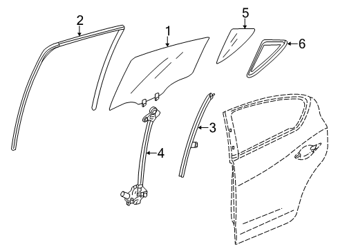 2022 Acura ILX Front Door Glass & Hardware Diagram 2
