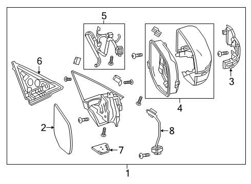 2022 Acura RDX Housing Set Nh885M Diagram for 76205-TJB-C22ZP