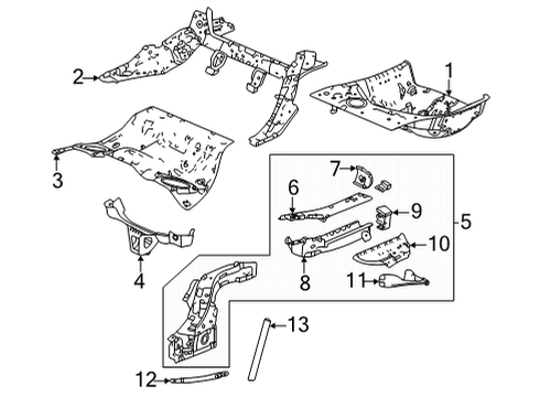 2023 Acura TLX Rear Floor & Rails Diagram