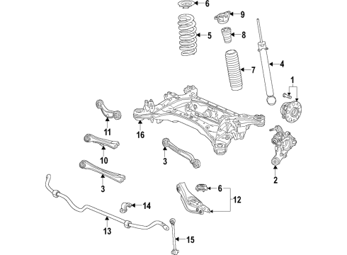 2022 Acura RDX Rear Suspension, Lower Control Arm, Upper Control Arm, Stabilizer Bar, Suspension Components Diagram 5