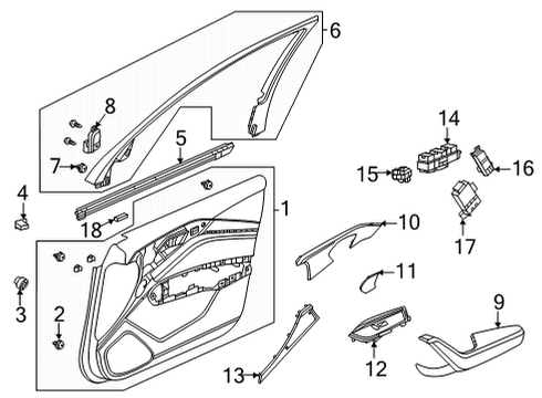 2021 Acura TLX Base Left, Front Nh802L Diagram for 83551-TGV-A13ZC