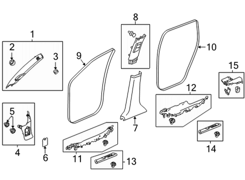 2022 Acura MDX Garnish, Left Nh900L Diagram for 84252-TGZ-A01ZA