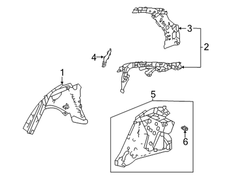 2023 Acura TLX Inner Structure - Quarter Panel Diagram