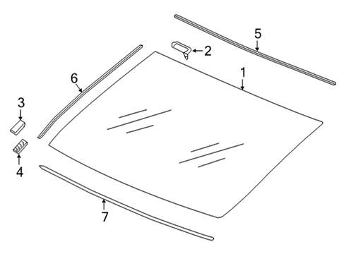 2023 Acura TLX Glass & Hardware - Back Glass Diagram