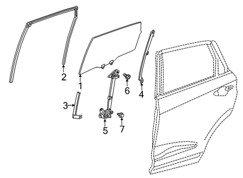 2023 Acura TLX Glass - Rear Door Diagram