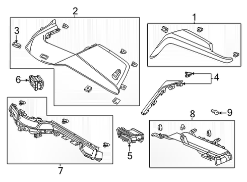 2022 Acura TLX Cluster & Switches, Instrument Panel Diagram 4