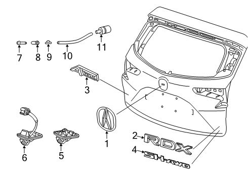 2022 Acura RDX Exterior Trim - Lift Gate Diagram
