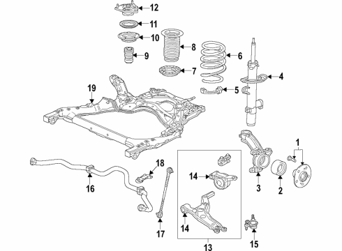 2022 Acura RDX Front Suspension Components, Lower Control Arm, Stabilizer Bar Diagram 1