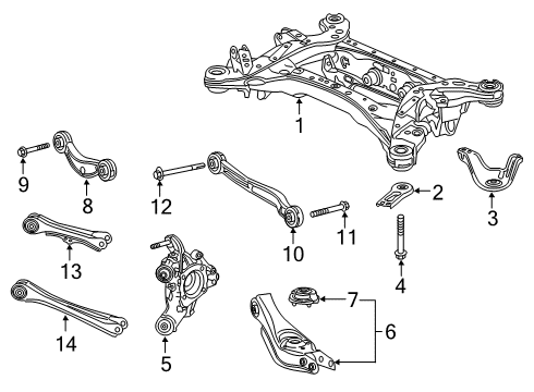 2022 Acura RDX Rear Suspension, Lower Control Arm, Upper Control Arm, Stabilizer Bar, Suspension Components Diagram 4