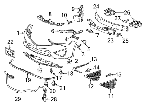 2022 Acura ILX Front Bumper Diagram
