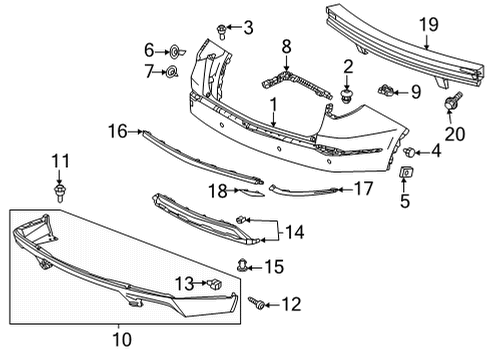 2022 Acura MDX Garnish, Rear Diagram for 71510-TYB-A00