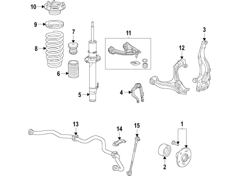 2021 Acura TLX Bracket Component, Front Diagram for 51395-TGV-A03