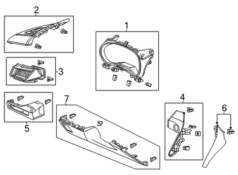 2022 Acura TLX Cluster & Switches, Instrument Panel Diagram 3