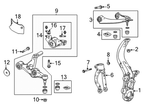 2022 Acura MDX Sub-Frame Component, Front Diagram for 50210-TYA-A15