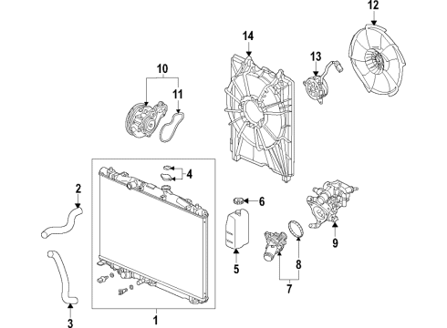2022 Acura RDX Cooling System, Radiator, Water Pump, Cooling Fan Diagram 2