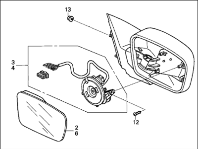 Acura 76250-SEP-A02ZB Driver Side Door Rear View Mirror Assembly (Nighthawk Black Pearl) (R.C.)