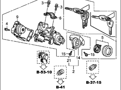 Acura 06350-SEP-A00 Cylinder Set, Key (Service)