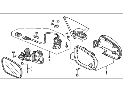 Acura 76200-SW5-A24ZE Passenger Side Door Rear View Mirrror Assembly (Arbere Taupe Metallic) (R.C.)