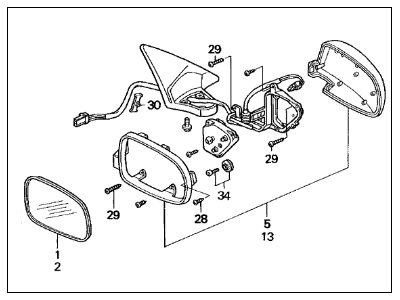 Acura 76200-ST8-A21ZH Passenger Side Door Mirror Assembly (Granada Black Pearl) (R.C.)