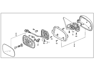 Acura 76200-SL5-A21ZB Passenger Side Door Mirror Assembly (Granada Black Pearl) (R.C.)