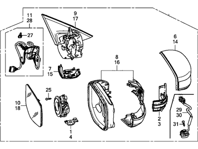 Acura 76250-TZ3-A41ZJ Mirror Assembly (Platinum White Pearl)