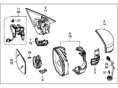 Acura 76200-TZ3-A31ZJ Mirror Assembly (Platinum White Pearl)