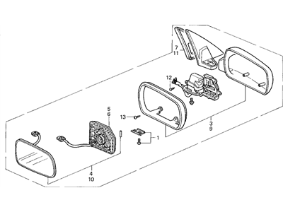 Acura 76250-SP0-A11ZY Driver Side Door Mirror Assembly (Cayman White Pearl) (Heated)