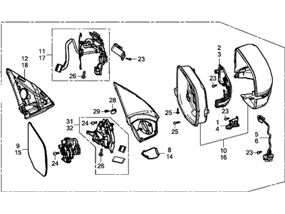 Acura 76250-TZ6-C32ZC Driver Side Door Mirror Assembly (Lunar Silver Metallic) (Automatic Turn)