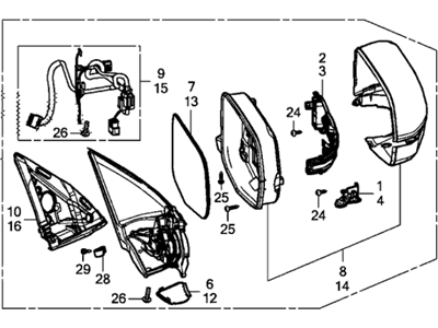 Acura 76250-TZ5-A33ZC Driver Side Door Mirror Assembly (Modern Steel Metallic) (R.C.)