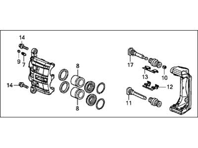 Acura 45018-TYS-A50 Right Front Caliper Sub-Assembly