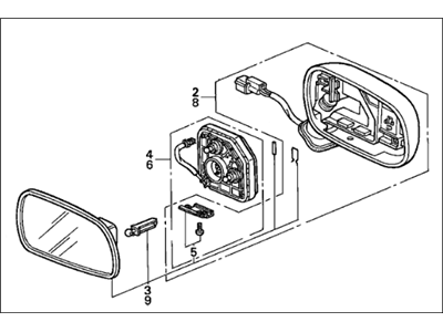 Acura 76200-SL0-A01ZL Passenger Side Door Mirror Assembly (Platinum White Pearl) (R.C.)