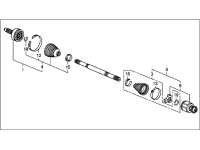 Acura 44305-TK4-A00 Passenger Axle Shaft Driveshaft