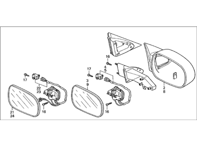 Acura 76200-SY8-C02ZG Passenger Side Door Rear View Mirror Assembly (Cardiff Blue-Green Pearl) (Heated)