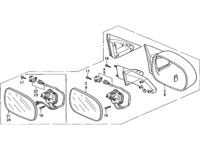 Acura 76250-SY8-C02ZN Driver Side Door Rear View Mirror Assembly (Titanium Metallic) (Heated)