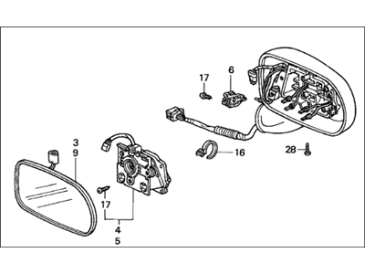 Acura 76200-SZ3-A42YD Passenger Side Door Mirror Assembly (Firepepper Pearl) (Heated) (Memory)