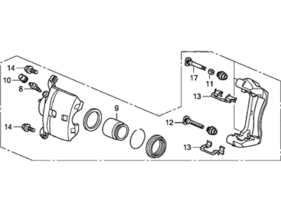 Acura 45019-T2F-A00 Left Front Caliper Sub-Assembly