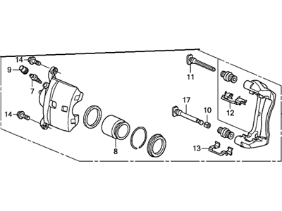 Acura 45018-T2F-A00 Right Front Caliper Sub-Assembly