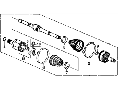 Acura 44306-TR2-A51 Driver Side Driveshaft Assembly