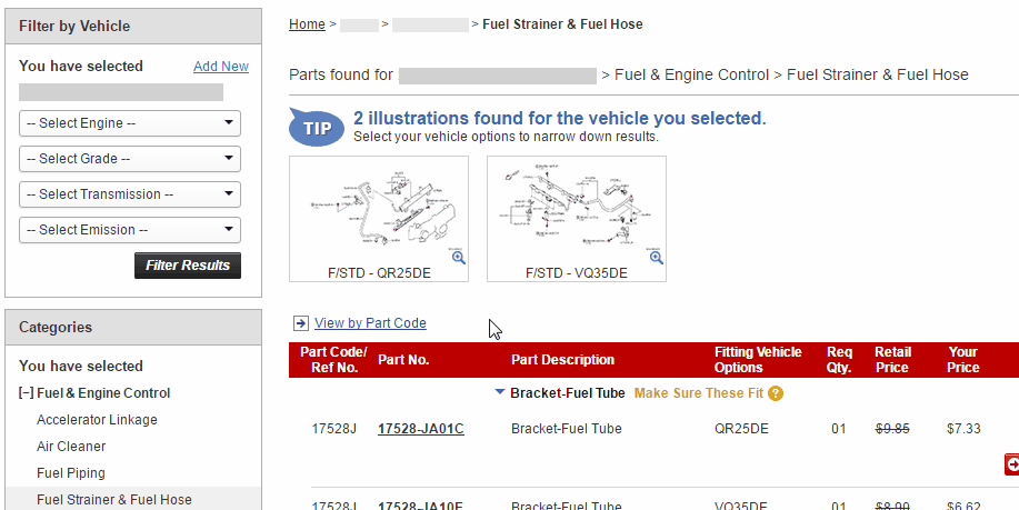 I see multiple part illustrations, which illustration is for my application? 1